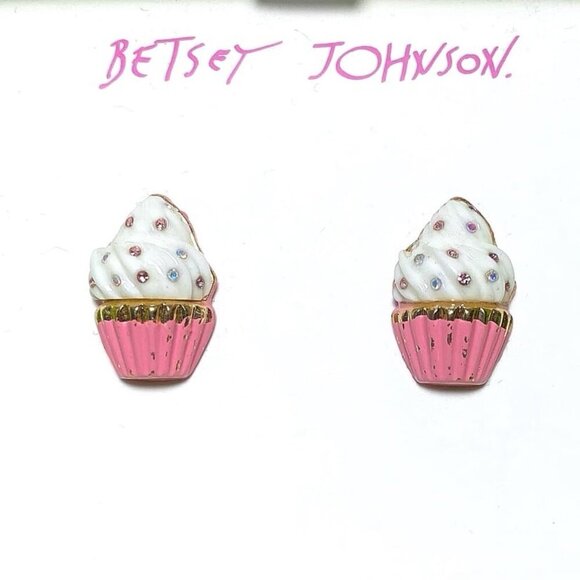 Betsey Johnson Cute Crystal Sprinkles Cupcake Earrings NIB - Picture 5 of 5